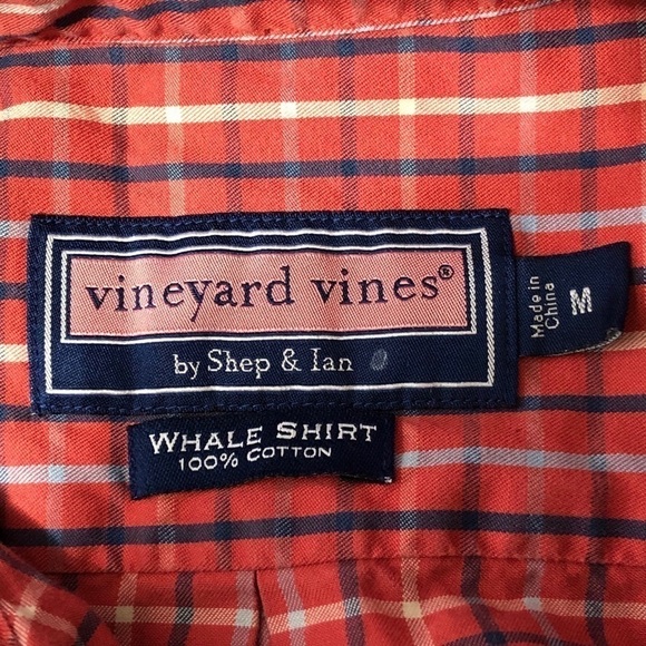 Vineyard Vines red checkered whale shirt, medium - Picture 6 of 6